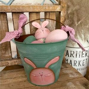 Handcrafted One-of-a-kind Decorative Easter Bunny Basket NEW